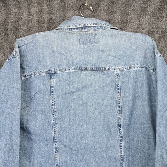 Solutions Denim Shirt Mens Size XL Blue Pearl Snaps Collared - Picture 11 of 13